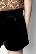 Short Pink Velvet - Short en velours noir femme.