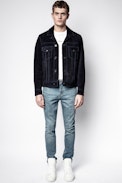 Lawrence Suede Jacket - Men’s navy blue suede leather jacket.