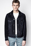 Lawrence Suede Jacket - Men’s navy blue suede leather jacket.