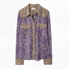 Thelma Mix Print Shirt - Women’s purple printed shirt.
