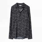 Stan Shirt - Men’s black shirt, cashmere motif.