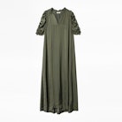 Ray Satin Dress - Women’s long khaki dress.