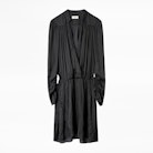 Robe Reveal Satin - Robe noire femme, courte.