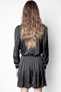 Robe Reveal Satin - Robe noire femme, courte.
