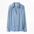 Camicia Trent Satin - Camicia blu da donna.