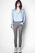 Camicia Trent Satin - Camicia blu da donna.