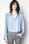 Camicia Trent Satin - Camicia blu da donna.