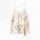 Caraco Soie Chris Blossom - Caraco beige femme, imprimé.