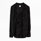 Twin Leo Silk Shirt - Women’s jacquard silk shirt.