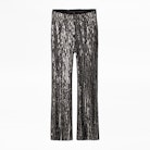 Polis Velours Paillettes Pants - Women’s black velvet and sequin pants.
