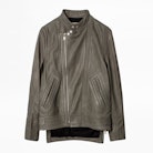 Lapo Leather Stone Washed Jacket - Women’s khaki leather jacket.