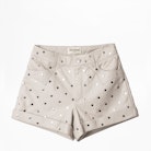 Short Scott Cuir - Short blanc femme, en cuir, à clous.