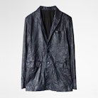 Valfried Crinkle Leather Blazer - Men’s Ink tailored jacket in crinkle leather.