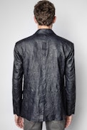 Valfried Crinkle Leather Blazer - Men’s Ink tailored jacket in crinkle leather.