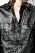 Rexy Crinkle Leather Dress - Women’s black shirt dress.