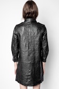 Rexy Crinkle Leather Dress - Women’s black shirt dress.