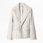 Jacke Vichy aus Leder - Weiße Kostümjacke aus Leder für Damen