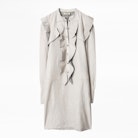 Ruskies Crinkle Leather Dress - Women’s white dress in crinkle-effect leather with ruffle details.