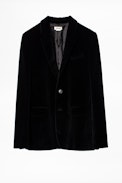 Jacke Valfried Samt - Schwarze Herren-Anzugsjacke aus Samt.