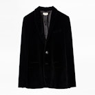 Jacke Valfried Samt - Schwarze Herren-Anzugsjacke aus Samt.