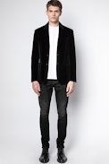 Jacke Valfried Samt - Schwarze Herren-Anzugsjacke aus Samt.