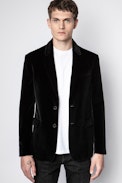 Jacke Valfried Samt - Schwarze Herren-Anzugsjacke aus Samt.