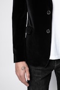 Jacke Valfried Samt - Schwarze Herren-Anzugsjacke aus Samt.