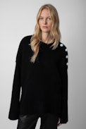 Malta Cachemire Jumper - Women's black sweater, in cashmere