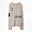 Clay Cashmere Jormi Sweater - Men’s white hooded sweater, cashmere.