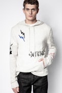 Clay Cashmere Jormi Sweater - Men’s white hooded sweater, cashmere.