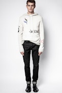 Clay Cashmere Jormi Sweater - Men’s white hooded sweater, cashmere.