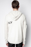 Clay Cashmere Jormi Sweater - Men’s white hooded sweater, cashmere.