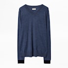 Keddy Sweater - Men’s blue merino wool sweater.