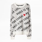 Anouck St Valentin Sweater - Women’s white sweater, printed.