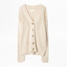 Elton Cardigan - Women’s beige cardigan, recycled cashmere.