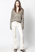 Brume Leo Print Cashmere Sweater - Women's leopard-print sweater., in cashmere