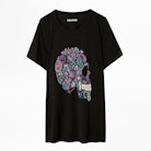 Camiseta Redo Mandala Skull - Camiseta negra para mujer con estampado.