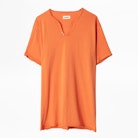 T-Shirt Monastir - Orangefarbenes Herren-T-Shirt mit Henley-Ausschnitt.