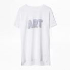 Camiseta Tom Art 3D Strass - Camiseta blanca para mujer con detalles de strass.