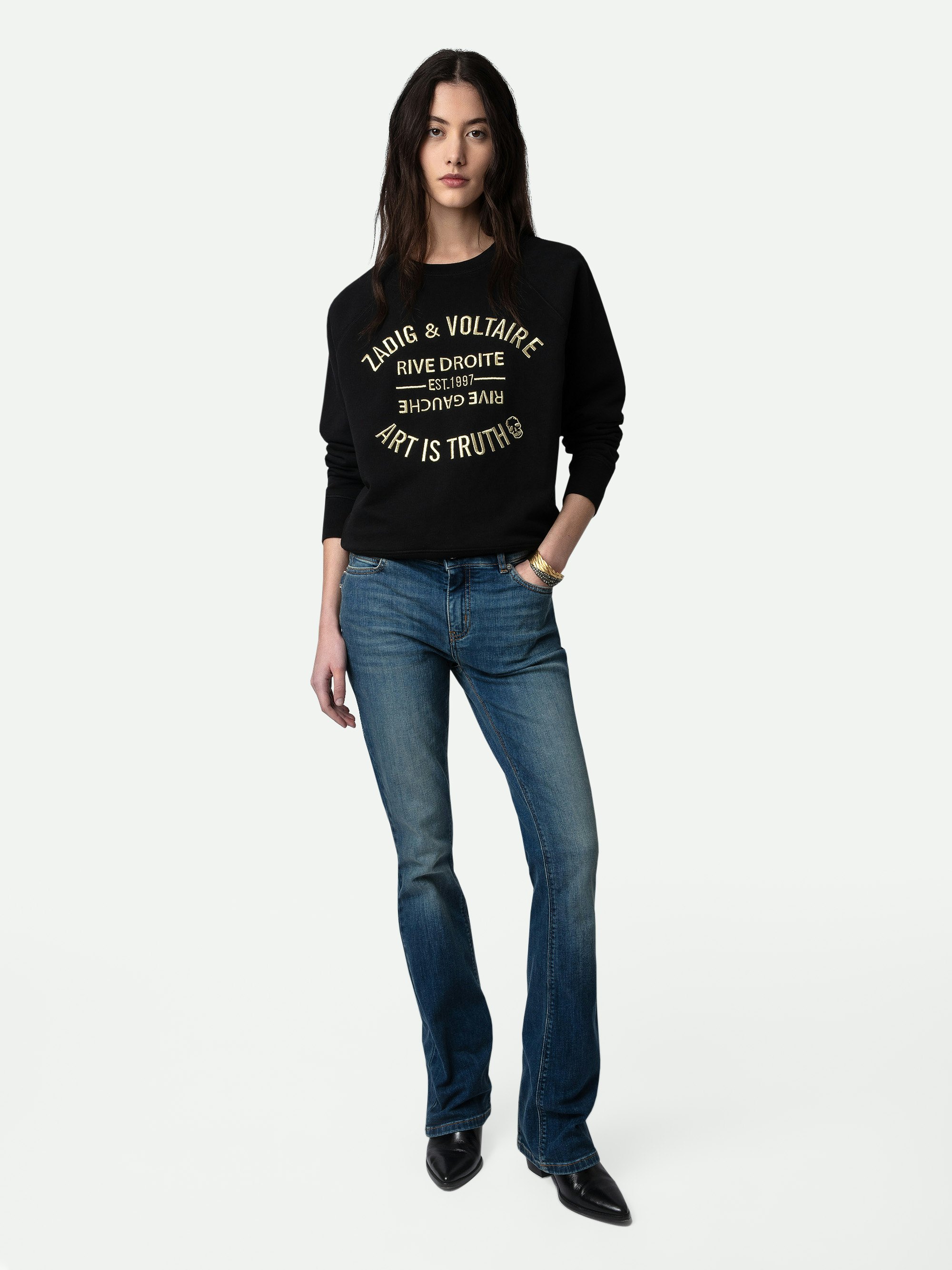 Upper Blason Embroidered Sweatshirt - Women’s black sweatshirt.