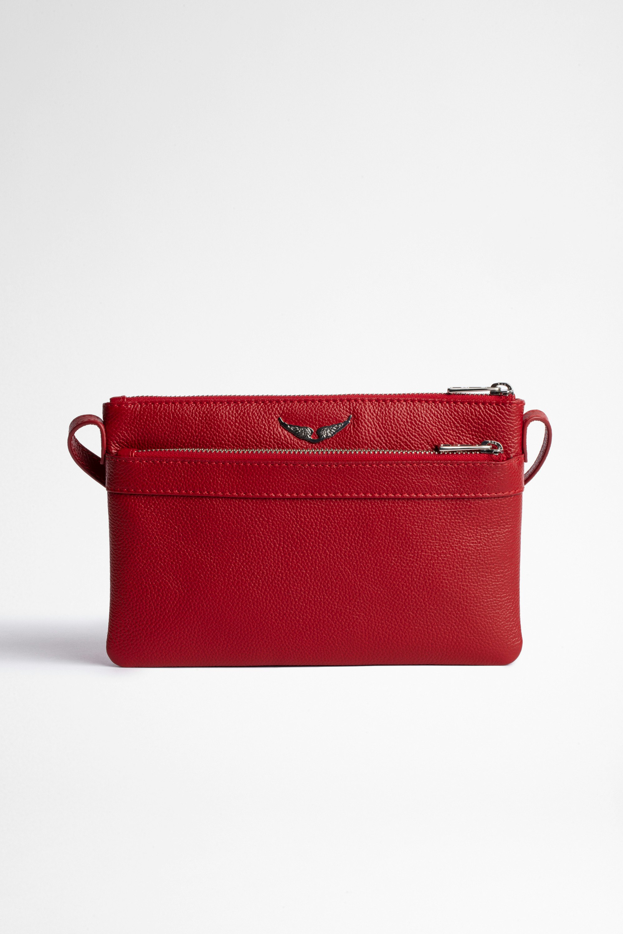 Stella Wings Bag - Stella Wings Leather Crossbody in red leather and silver-tone hardware with logo accent and zippered pockets