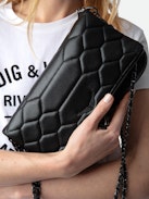Rock Quilted Clutch - Rock iconic women’s quilted black leather clutch.