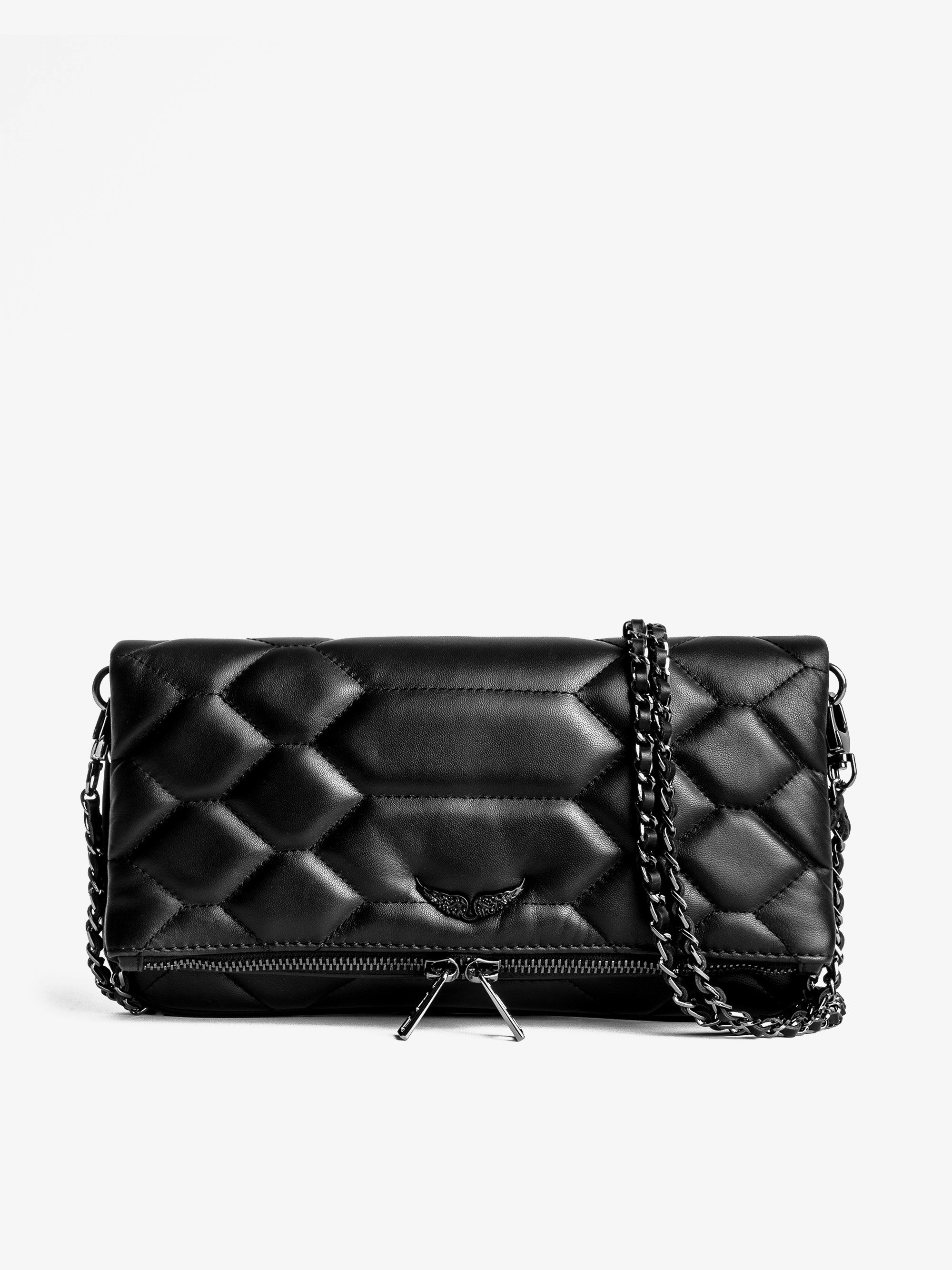 Rock Quilted Clutch - Rock iconic women’s quilted black leather clutch.