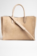 Candide Large Zip Suede Bag - Women's large taupe suede bag
