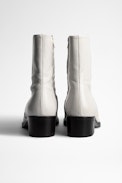 Botines Preiser - Botines de cuero blancos de estilo vintage para mujer