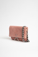 Rock Nano Zv Embossed Suede Clutch - Women's pink suede mini clutch with ZV embossing
