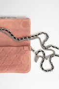 Rock Nano Zv Embossed Suede Clutch - Women's pink suede mini clutch with ZV embossing