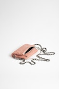 Rock Nano Zv Embossed Suede Clutch - Women's pink suede mini clutch with ZV embossing