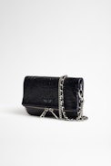 Rock Nano Embossed Tiny Croco Clutch - Women's navy blue croc-effect leather mini clutch
