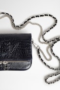 Rock Nano Embossed Tiny Croco Clutch - Women's navy blue croc-effect leather mini clutch